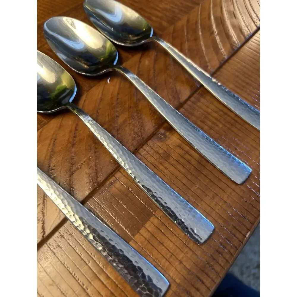 Wallace Continental Hammered Handle Set of 4 Dinner Spoons 18/10 Stainless Steel